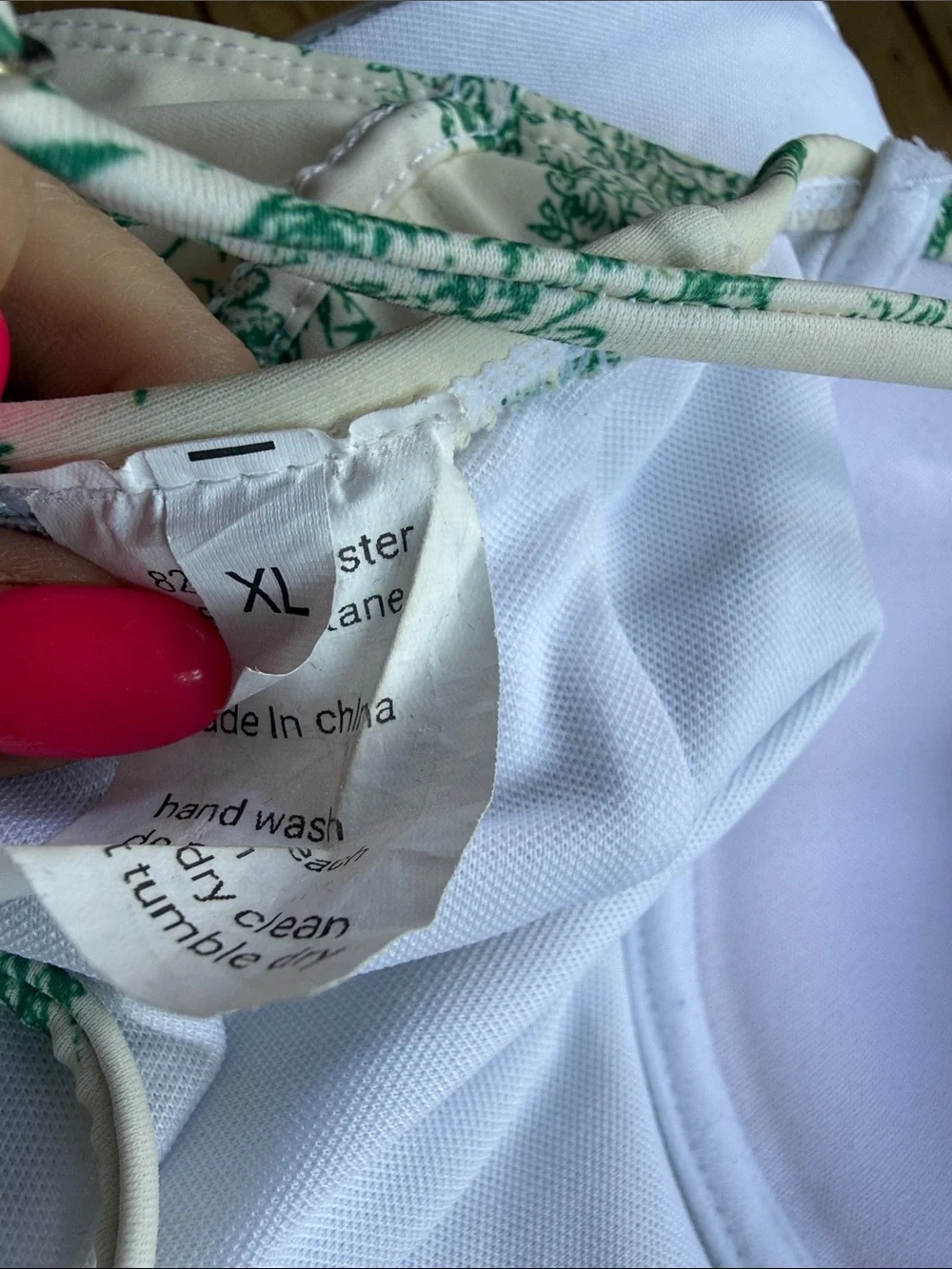 Toile de Jouy Women’s XL Swimsuit off white and green padded cups